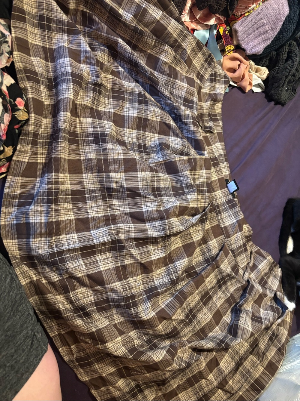 Hot Topic Brown & Cream Plaid Skater Skirt